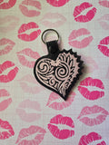 ITH Digital Embroidery Pattern for Heart Side Spike Snap Tab / Keychain, 4X4 Hoop