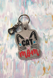 ITH Digital Embroidery Pattern for Cat Mom Face Snap Tab / Keychain, 4X4 Hoop