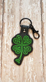 ITH Digital Embroidery Pattern for Celtic Knot Clover 2 Snap Tab / Keychain, 4X4 Hoop