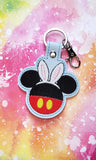 ITH Digital Embroidery Pattern for Mick With Bunny Ears Snap Tab / Keychain, 4X4 Hoop