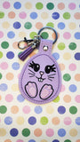 ITH Digital Embroidery Pattern for Bunny Face Egg Snap Tab / Keychain, 4X4 Hoop