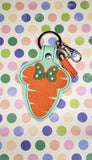 ITH Digital Embroidery Pattern for Minn Carrot Snap Tab / Keychain, 4X4 Hoop