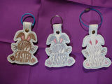 ITH Digital Embroidery Pattern for The Happy Easter Bunny Snap Tab / Keychain, 4X4 Hoop