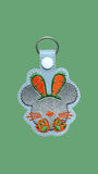 ITH Digital Embroidery Pattern for Mick Bunny Snap Tab / Keychain, 4X4 Hoop