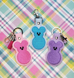 ITH Digital Embroidery Pattern for Mick Peep Snap Tab / Keychain, 4X4 Hoop