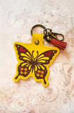 ITH Digital Embroidery Pattern for Butterfly 4 Snap Tab / Keychain, 4X4 Hoop