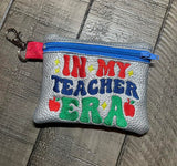 ITH Digital Embroidery Pattern for IN My Teacher ERA Cash Card Zipper Pouch, 5X7 Hoop