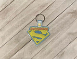 ITH Digital Embroidery Pattern for Supermom S Snap Tab / Keychain, 4X4 Hoop