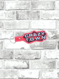 ITH Digital Embroidery Pattern for Crazy Town Snap Tab / Keychain, 4X4 Hoop