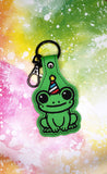 ITH Digital Embroidery Pattern For Birthday Frog Snap Tab / Keychain, 4X4 Hoop