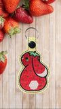 ITH Digital Embroidery Pattern for Strawberry Bunny Snap Tab / Keychain, 4X4 Hoop