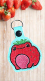 ITH Digital Embroidery Pattern for Strawberry Frog Snap Tab / Keychain, 4X4 Hoop