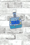 ITH Digital Embroidery Pattern for Best Dad In The Galaxy Snap Tab / Keychain, 4x4 Hoop