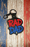 ITH Digital Embroidery Pattern for Rad Dad Snap Tab / Key Chain, 4X4 Hoop