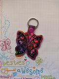 ITH Digital Embroidery Pattern for Love Butterfly Love Snap Tab / Keychain, 4X4 Hoop
