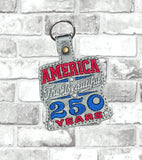 ITH Digital Embroidery Pattern for America The Beautiful 250 Snap Tab / Keychain, 4X4 Hoop