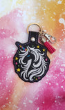 ITH Digital Embroidery Pattern for Stardust Unicorn Snap Tab / Keychain, 4X4 Hoop
