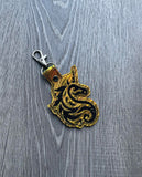 ITH Digital Embroidery Pattern for Tribal Unicorn Snap Tab / Keychain, 4x4 Hoop