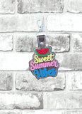 ITH Digital Embroidery pattern for Sweet Summer Vibes, Snap Tab / Keychain, 4X4 Hoop