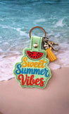 ITH Digital Embroidery pattern for Sweet Summer Vibes, Snap Tab / Keychain, 4X4 Hoop