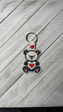ITH Digital Embroidery Pattern for Teddy Love Snap Tab / Keychain, 4X4 Hoop