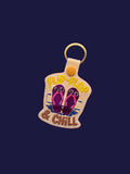 ITH Digital Embroidery Pattern for Flip Flop & Chill Snap Tab / Keychain, 4X4 Hoop