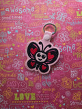 ITH Digital Embroidery Pattern for Butterfly Cutie Love Snap Tab / Keychain, 4X4 Hoop