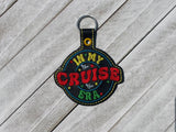 ITH Digital Embroidery Pattern for In My Cruise ERA Snap Tab / Keychain, 4X4 Hoop