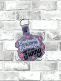 ITH Digital Embroidery Pattern for Emotionally Exhausted But Still Funny Snap Tab / Keychain, 4X4 Hoop