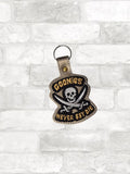 ITH Digital Embroidery Pattern for Goonies Never Say Die 2 Snap Tab / Keychain, 4X4 Hoop