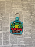 ITH Digital Embroidery Pattern for F This Sh-t Frog Snap Tab / Keychain, 4X4 Hoop