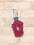 Voo Doo Bottle Digital Embroidery Pattern Snap Tab / Keychain, 4X4 Hoop