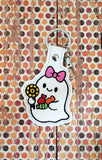 Candy Ghost Digital Embroidery Pattern Snap Tab / Keychain, 4X4 Hoop