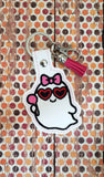 Lolly Pop Ghost Digital Embroidery Pattern DSnap Tab / Keychain, 4X4 Hoop