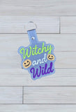 Witchy And Wild digital Embroidery Pattern snap Tab / Keychain, 4X4 Hoop