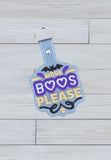 More Boos Please Digital Embroidery Pattern Snap Tab / Keychain, 4X4 Hoop