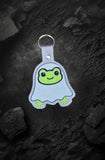Frog Ghost ITH Digital Embroidery Pattern Snap Tab / Keychain, 4X4 Hoop