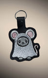 Mouse Ghost ITH Digital Embroidery Pattern Snap Tab / Keychain, 4X4 Hoop