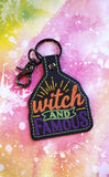 Witch and Famous ITH Digital Embroidery Pattern, Snap Tab / Keychain, 4X4 Hoop
