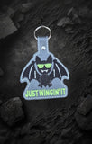 Just Wingin' It ITH Digital Embroidery Pattern Snap Tab / Keychain, 4X4 Hoop