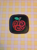 ITH Digital Embroidery Pattern for Swirl Apple 1 Coaster, 4X4 Hoop