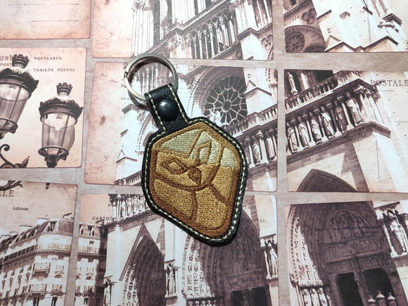 ITH Digital Embroidery Pattern for Hooty Owl House Snap Tab / Keychain, 4X4 Hoop