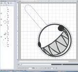 ITH Digital Embroidery Pattern for ADC Bubble Snap Tab / Keychain, 4X4 Hoop