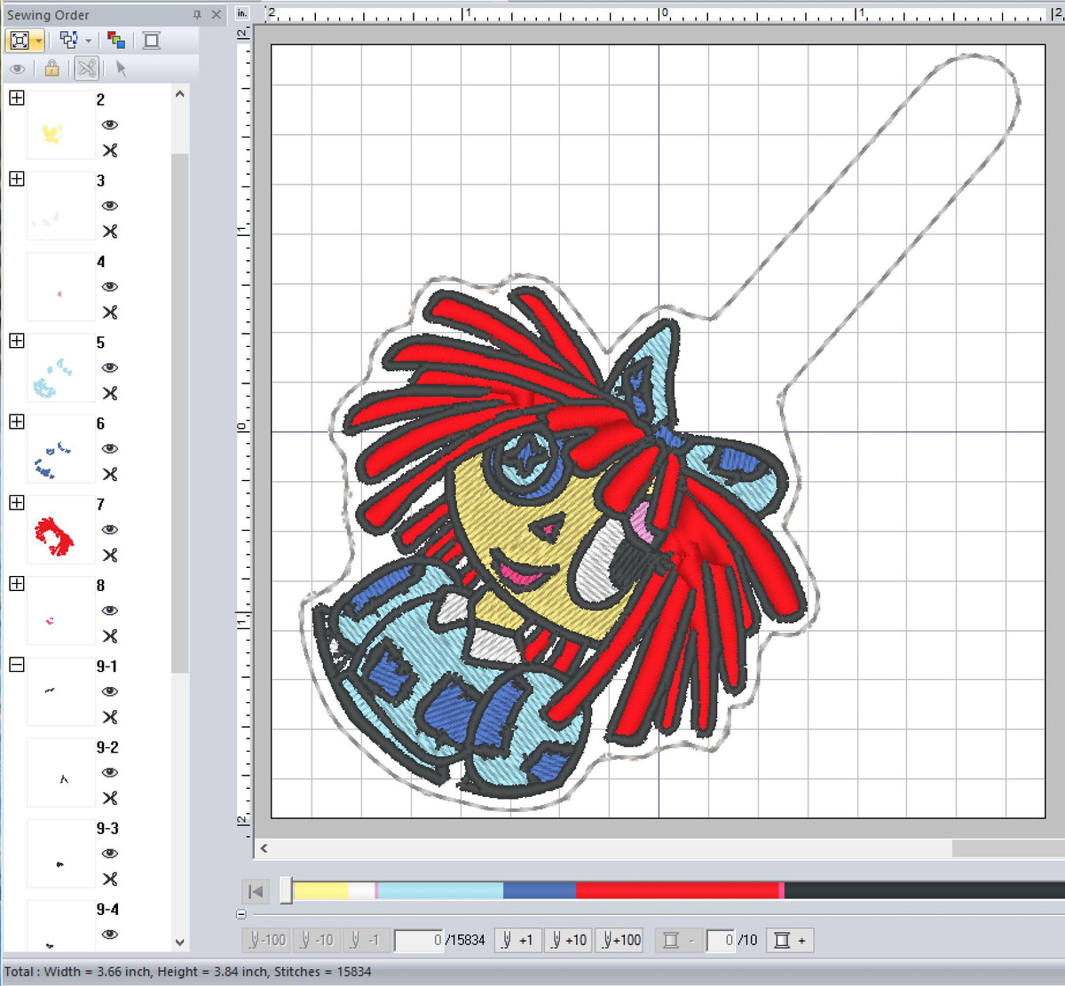 ITH Digital Embroidery Pattern for ADC Ragatha Snap Tab / Keychain, 4X ...