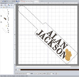 ITH Digital Embroidery Pattern for Alan Jackson Snap Tab/Keychain, 4X4 Hoop