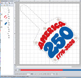 ITH Digital Embroidery Pattern for America 250 Date Snap Tab / Keychain, 4X4 Hoop