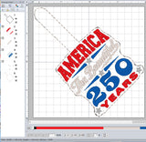 ITH Digital Embroidery Pattern for America The Beautiful 250 Snap Tab / Keychain, 4X4 Hoop