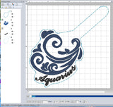 ITH Digital Embroidery Pattern for Aquarius Zodiac SNap Tab / Keyu