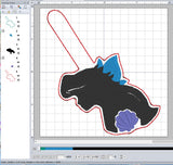 ITH Digital Embroidery Pattern for Ariel with Shell Snap Tab / Keychain, 4X4 Hoop