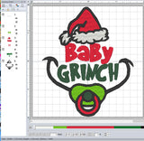 ITH Digital Embroidery Pattern for Baby Grinch Stand Alone, 4X4 Hoop